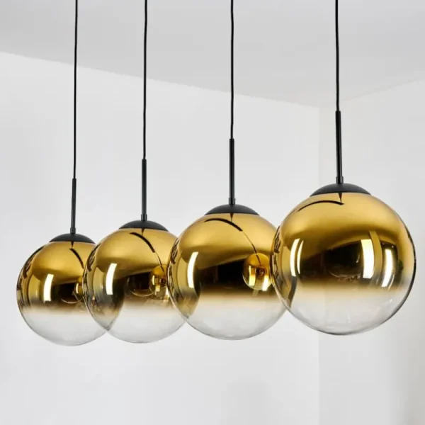 hofstein Gastor Suspension, Boule lumineuse, Suspension Or, Clair, 4 lumières* Lampes En Verre