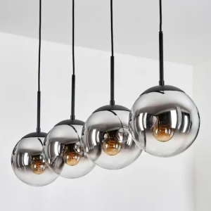 hofstein Gastor Suspension, Boule lumineuse, Suspension Chrome, Fumé, 4 lumières* Lampes Modernes