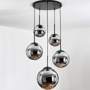 hofstein Gastor Suspension, Boule lumineuse 45 cm Noir, 5 lumières* Lampes Modernes