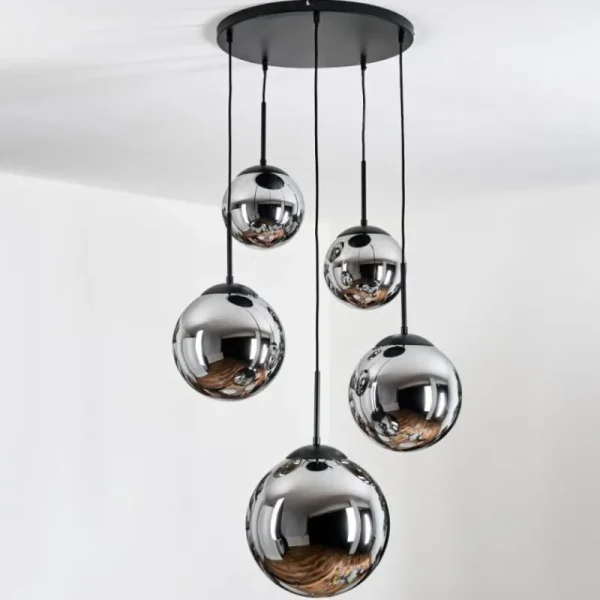 hofstein Gastor Suspension, Boule lumineuse 45 cm Noir, 5 lumières* Lampes Modernes