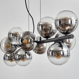 hofstein Gastor Suspension, Boule lumineuse, Suspension Chrome, Clair, Fumé, 10 lumières* Lampes Modernes