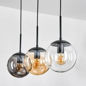 hofstein Gastor Suspension, Boule lumineuse Ambre, Clair, Fumé, 3 lumières* Lampes Modernes