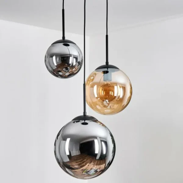 hofstein Gastor Suspension, Boule lumineuse 30 cm Ambre, Fumé, 3 lumières* Lampes Modernes