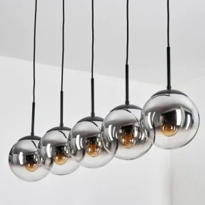 hofstein Gastor Suspension, Boule lumineuse, Suspension Chrome, Clair, Fumé, 5 lumières* Lampes Modernes