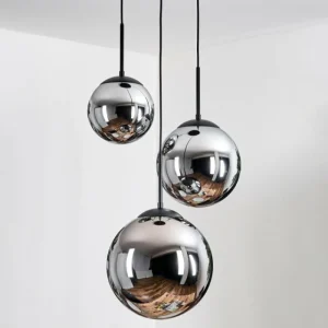 hofstein Gastor Suspension, Boule lumineuse Chrome, Fumé, 3 lumières* Lampes Modernes