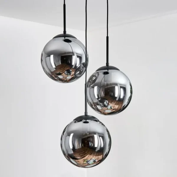 hofstein Gastor Suspension, Boule lumineuse 30 cm Fumé, 3 lumières* Lampes Modernes