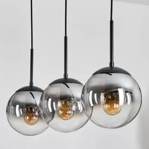 hofstein Gastor Suspension, Boule lumineuse Clair, Fumé, 3 lumières* Lampes Modernes