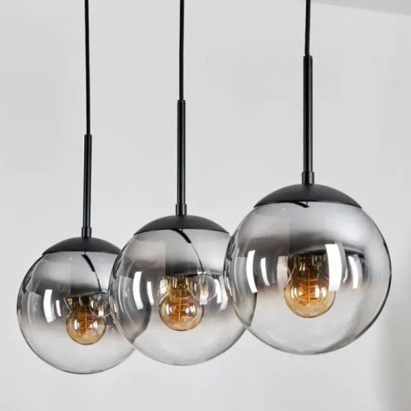 hofstein Gastor Suspension, Boule lumineuse Clair, Fumé, 3 lumières* Lampes Modernes