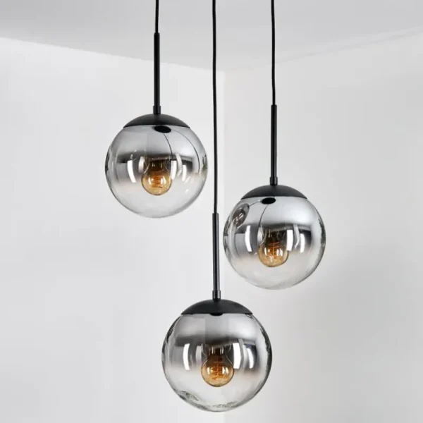 hofstein Gastor Suspension, Boule lumineuse 30 cm Clair, Fumé, 3 lumières* Lampes Modernes