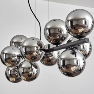 hofstein Gastor Suspension, Boule lumineuse, Suspension Chrome, Fumé, 10 lumières* Lampes Modernes