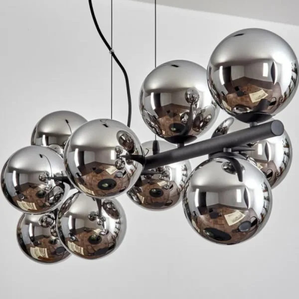hofstein Gastor Suspension, Boule lumineuse, Suspension Chrome, Fumé, 10 lumières* Lampes Modernes