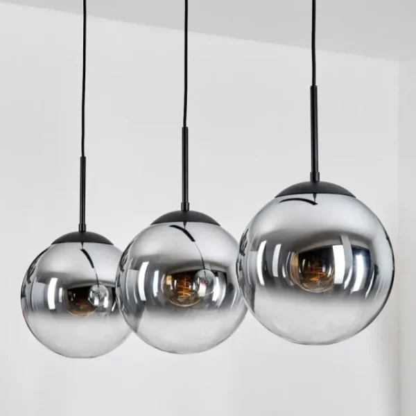 hofstein Gastor Suspension, Boule lumineuse, Suspension Chrome, Clair, Fumé, 3 lumières* Lampes Modernes