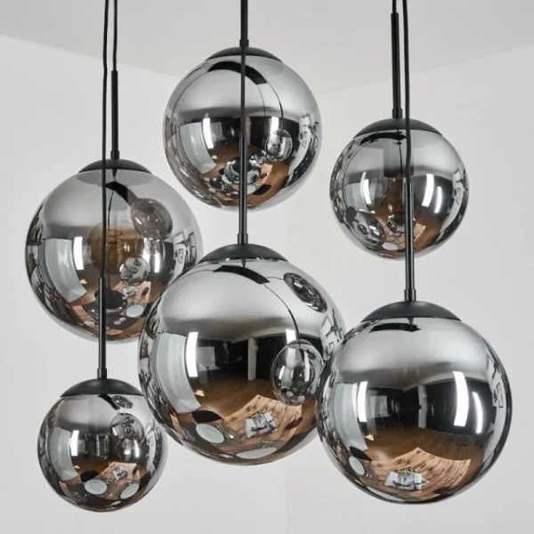 hofstein Gastor Suspension, Boule lumineuse, Suspension Fumé, 6 lumières* Lampes Modernes