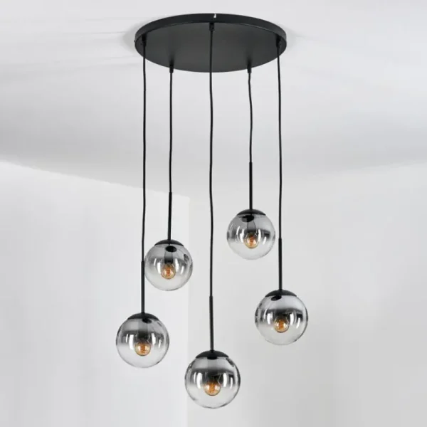 hofstein Gastor Suspension, Boule lumineuse, Suspension Clair, Fumé, 5 lumières* Lampes Modernes