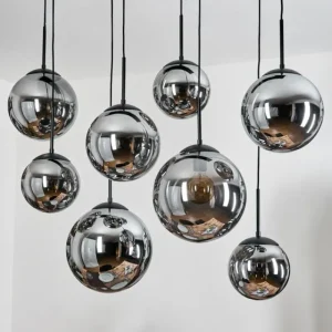 hofstein Gastor Suspension, Boule lumineuse, Suspension Fumé, 8 lumières* Lampes Modernes