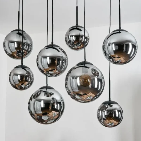 hofstein Gastor Suspension, Boule lumineuse, Suspension Fumé, 8 lumières* Lampes Modernes