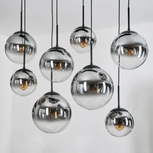 hofstein Gastor Suspension, Boule lumineuse, Suspension Clair, Fumé, 8 lumières* Lampes Modernes