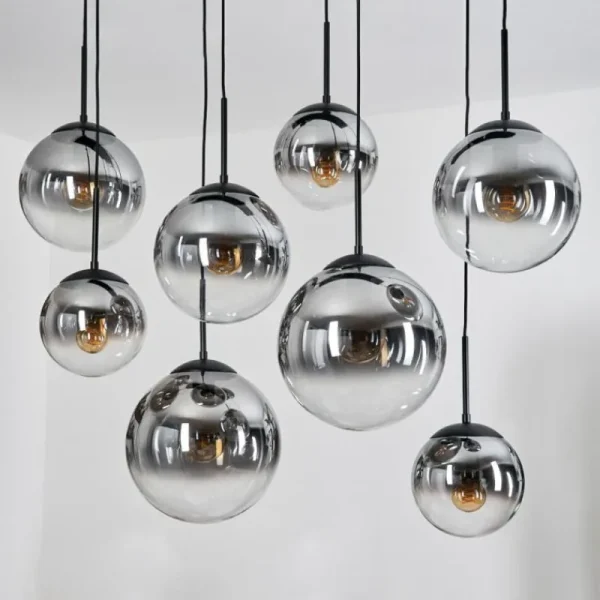 hofstein Gastor Suspension, Boule lumineuse, Suspension Clair, Fumé, 8 lumières* Lampes Modernes