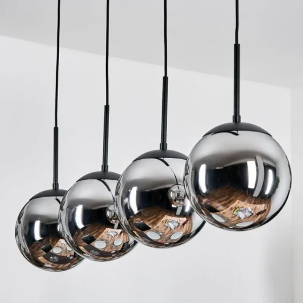 hofstein Gastor Suspension, Boule lumineuse, Suspension Chrome, Fumé, 4 lumières* Lampes Modernes