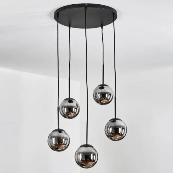 hofstein Gastor Suspension, Boule lumineuse, Suspension Fumé, 5 lumières* Lampes Modernes