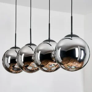 hofstein Gastor Suspension, Boule lumineuse, Suspension Chrome, Fumé, 4 lumières* Lampes Modernes