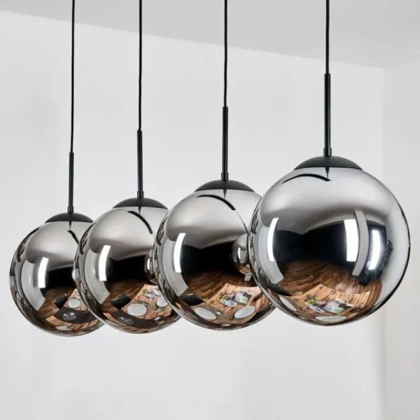 hofstein Gastor Suspension, Boule lumineuse, Suspension Chrome, Fumé, 4 lumières* Lampes Modernes