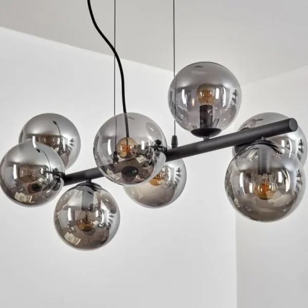 hofstein Gastor Suspension, Boule lumineuse, Suspension Fumé, 8 lumières* Lampes Modernes