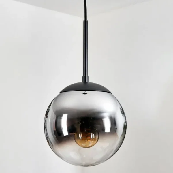 hofstein Gastor Suspension, Boule lumineuse Chrome, Clair, Fumé, 1 lumière* Lampes Modernes
