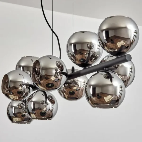 hofstein Gastor Suspension, Boule lumineuse, Suspension Chrome, Fumé, 10 lumières* Lampes Modernes