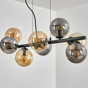 hofstein Gastor Suspension, Boule lumineuse, Suspension Ambre, Fumé, 8 lumières* Lampes Modernes