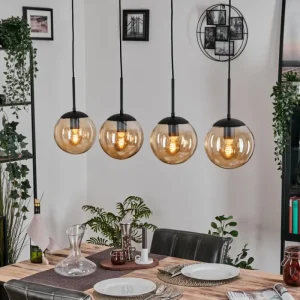 hofstein Gastor Suspension, Boule lumineuse, Suspension Ambre, 4 lumières* Lampes En Verre