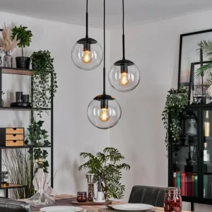 hofstein Gastor Suspension, Boule lumineuse 30 cm Clair, 3 lumières* Lampes En Verre