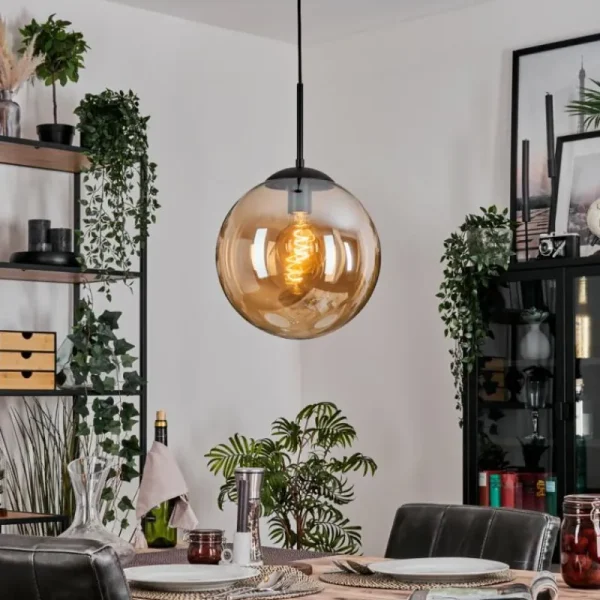 hofstein Gastor Suspension, Boule lumineuse Ambre, 1 lumière* Lampes En Verre