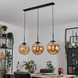 hofstein Gastor Suspension, Boule lumineuse, Suspension Ambre, 3 lumières* Lampes En Verre