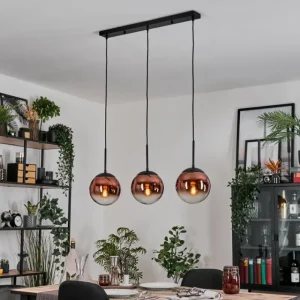 hofstein Gastor Suspension, Boule lumineuse, Suspension 20 cm Clair, Cuivré, 3 lumières* Lampes En Verre