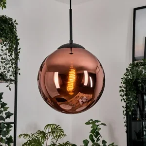hofstein Gastor Suspension, Boule lumineuse, Suspension Cuivré, 1 lumière* Lampes En Verre