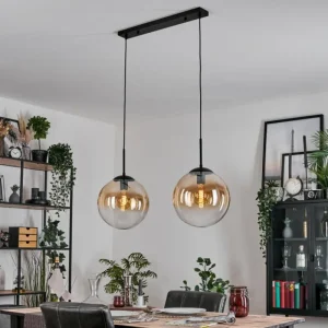 hofstein Gastor Suspension, Boule lumineuse Noir, 2 lumières* Lampes En Verre
