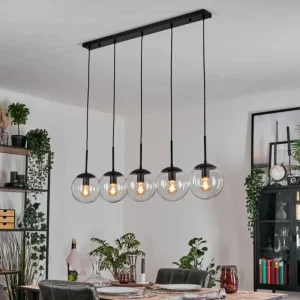 hofstein Gastor Suspension, Boule lumineuse, Suspension Clair, 5 lumières* Lampes En Verre