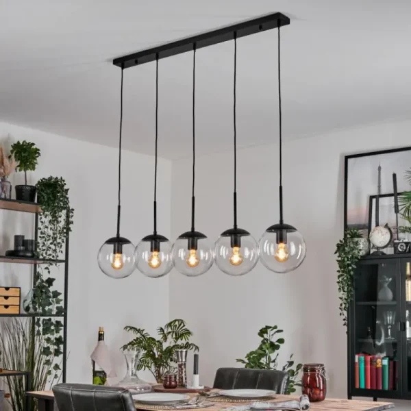 hofstein Gastor Suspension, Boule lumineuse, Suspension Clair, 5 lumières* Lampes En Verre