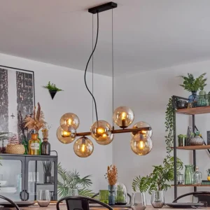 hofstein Gastor Suspension, Boule lumineuse, Suspension Ambre, 8 lumières* Lampes En Verre