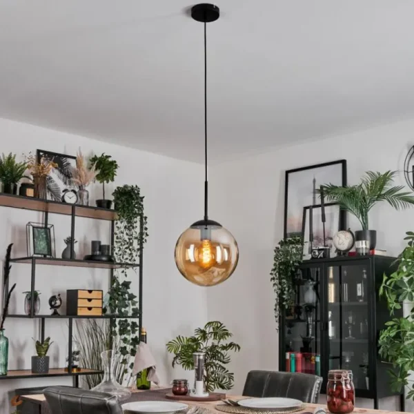 hofstein Gastor Suspension, Boule lumineuse 25 cm Ambre, 1 lumière* Lampes En Verre