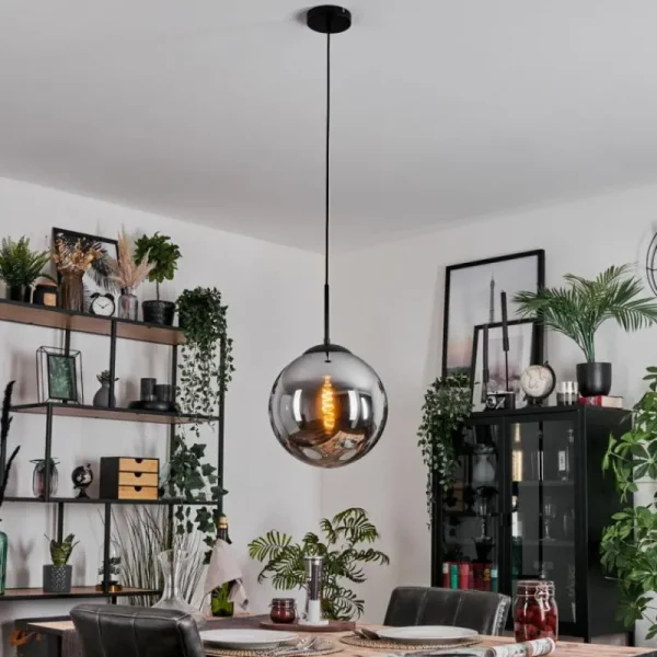hofstein Gastor Suspension, Boule lumineuse 30 cm Fumé, 1 lumière* Lampes Modernes