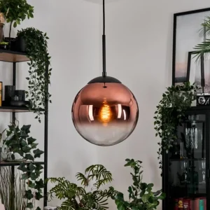 hofstein Gastor Suspension, Boule lumineuse, Suspension Clair, Cuivré, 1 lumière* Lampes En Verre