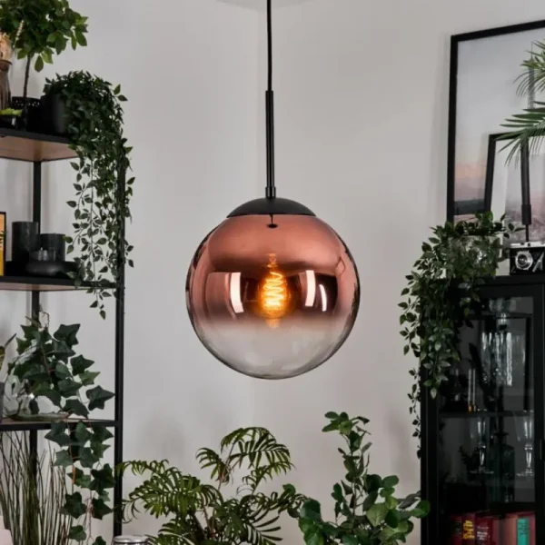 hofstein Gastor Suspension, Boule lumineuse, Suspension Clair, Cuivré, 1 lumière* Lampes En Verre