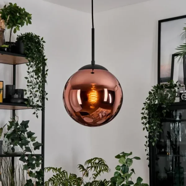hofstein Gastor Suspension, Boule lumineuse, Suspension Cuivré, 1 lumière* Lampes En Verre