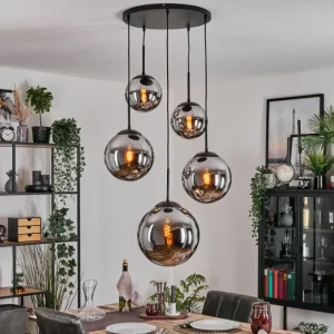 hofstein Gastor Suspension, Boule lumineuse 45 cm Noir, 5 lumières* Lampes Modernes