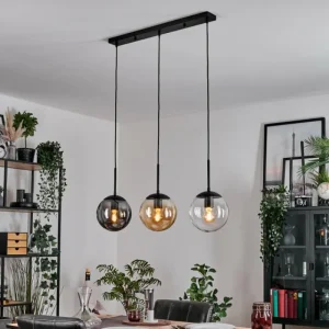 hofstein Gastor Suspension, Boule lumineuse Ambre, Clair, Fumé, 3 lumières* Lampes Modernes