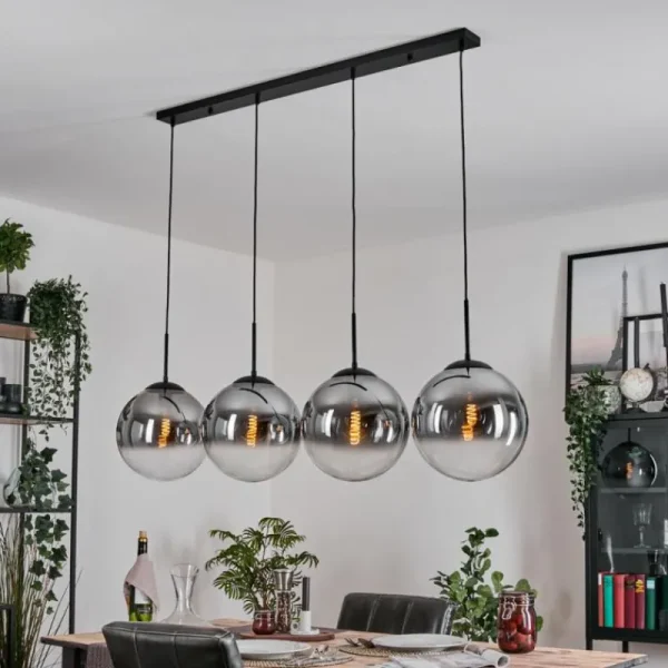 hofstein Gastor Suspension, Boule lumineuse, Suspension Clair, Fumé, 4 lumières* Lampes Modernes