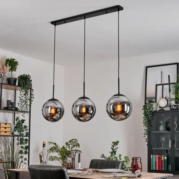 hofstein Gastor Suspension, Boule lumineuse Noir, 3 lumières* Lampes Modernes
