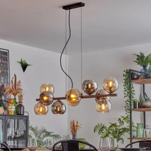 hofstein Gastor Suspension, Boule lumineuse, Suspension Ambre, Chrome, Fumé, 10 lumières* Lampes Modernes
